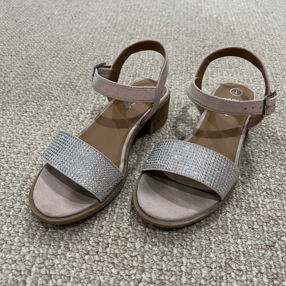 Art Class Pink and Silver Sandals with Glittery Finish